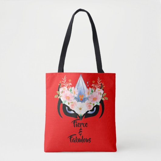 Tote Bag Fierce & fabuleux design fleuri Chouette (Devant)