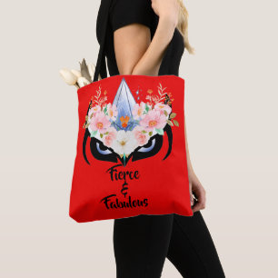 Tote Bag Fierce & fabuleux design fleuri Chouette