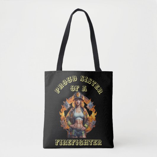 Tote Bag Fière Soeur d'un FireFighter imagination W (Devant)