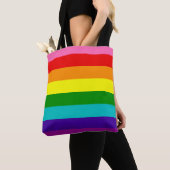 Tote Bag Fierté arc-en-ciel rétro (De près)