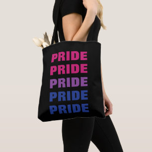 Tote Bag Fierté bisexuelle LGBTQ Texte répété personnalisab