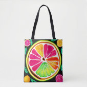 Tote Bag Fiesta de fruits d'agrumes de néon (Devant)
