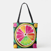 Tote Bag Fiesta de fruits d'agrumes de néon (Dos)