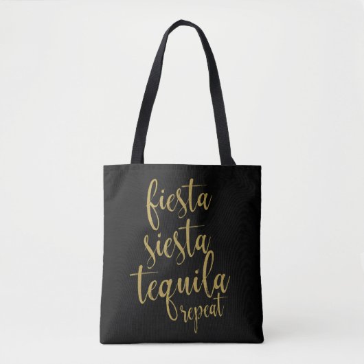 Tote Bag Fiesta Siesta Tequila Parties scintillant répétée  (Devant)