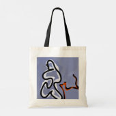 Tote Bag Figure avec Feline : bleu Abstrait, orange, B & W (Dos)