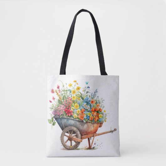 Tote Bag Fil À Roue Plein De Fleurs Frais (Devant)