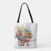 Tote Bag Fil À Roue Plein De Fleurs Frais (Dos)