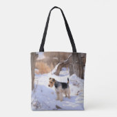 Tote Bag Fil Fox Terrier Laisser neiger Noël (Dos)
