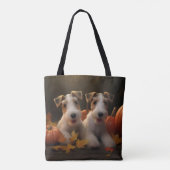 Tote Bag Fil Fox Terrier Puppy Automne Citrouille de plaisi (Dos)