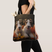 Tote Bag Fil Fox Terrier Puppy Automne Citrouille de plaisi (De près)