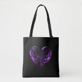 Tote Bag Filigree Goth Purple Heart (Devant)
