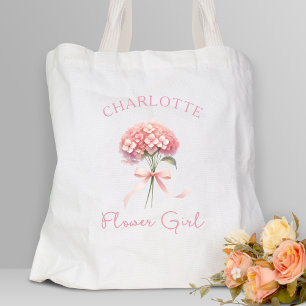 Tote Bag Fille à fleurs à la bow de l'Hydrangée rose person