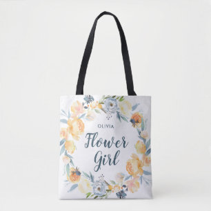 Tote Bag Fille à fleurs monogramme de couronne florale