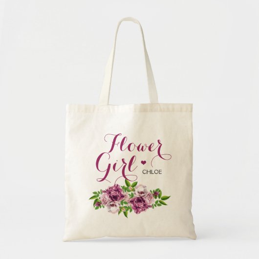 Tote Bag Fille à fleurs rose (Devant)