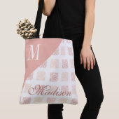Tote Bag Fille à la mode rose rousse Nom initial Monogramme (De près)