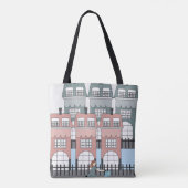 Tote Bag Fille à vélo passant devant les hautes maisons d'A (Dos)