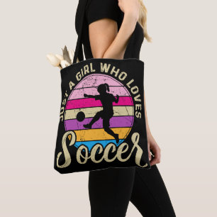 Tote Bag Fille Aime Football Coucher de soleil coloré