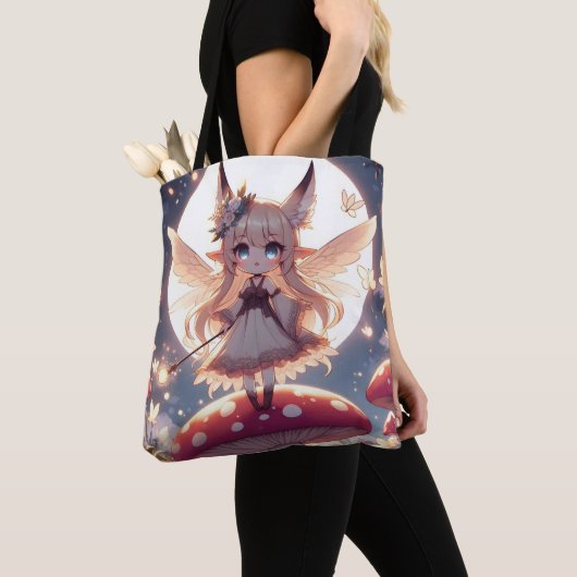 Tote Bag Fille Anime Pixie Hippie Lune Fée (De près)
