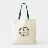 Tote Bag Fille Aquarelle Verdure couronne | Monogramme (Dos)