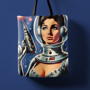 Tote Bag Fille astronaute de science-fiction vintage