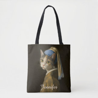Tote Bag Fille au collier de perles Chat