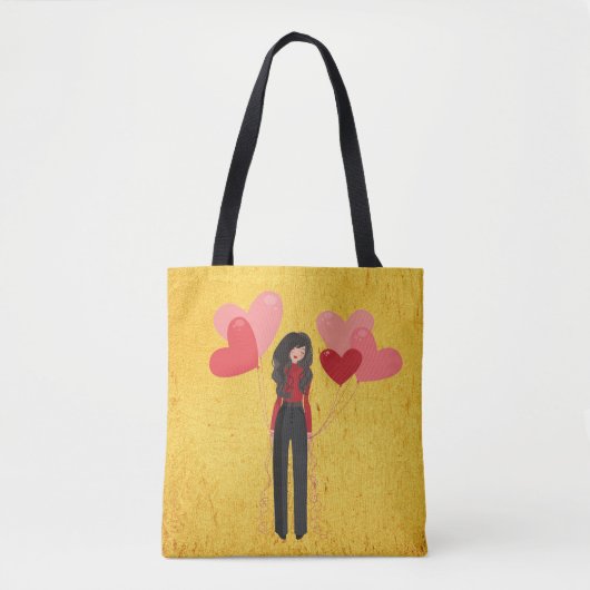 Tote Bag Fille avec ballons géant (Devant)
