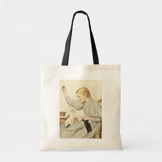 Tote Bag Fille avec chat, Albert Anker (Devant)