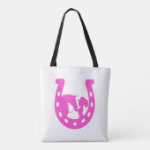 Tote Bag Fille avec cheval et Casquette occidental Hot rose (Dos)