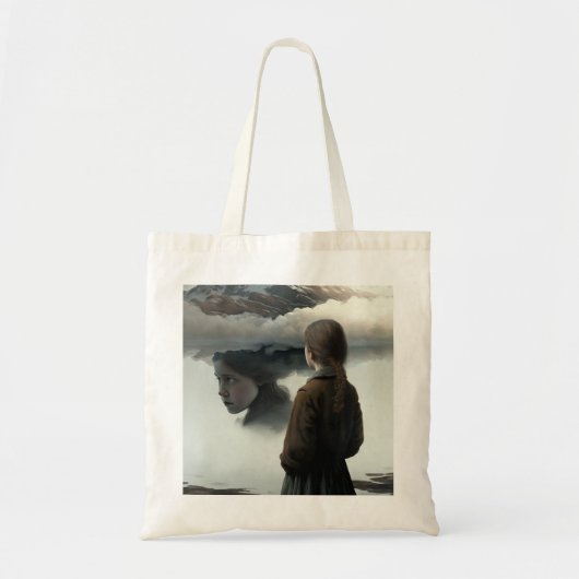 Tote Bag Fille avec des nuages (Devant)