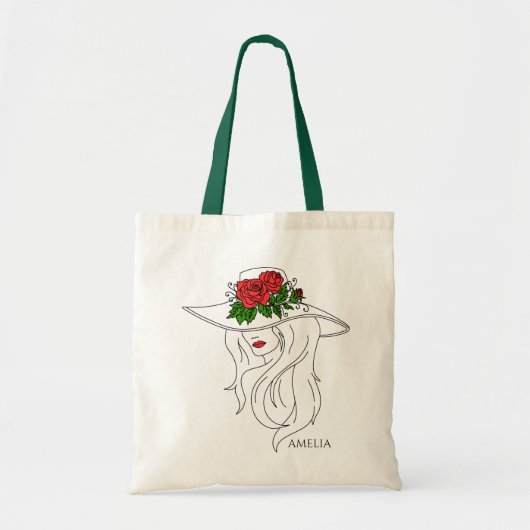 Tote Bag Fille avec fleurs Roses (Devant)