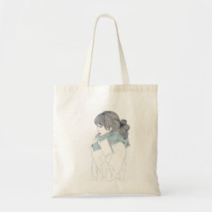 Tote Bag Fille avec foulard et livre
