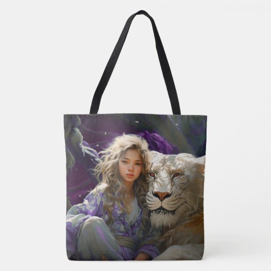 Tote Bag Fille avec Lion (Devant)