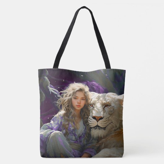 Tote Bag Fille avec Lion (Dos)