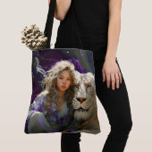 Tote Bag Fille avec Lion (De près)
