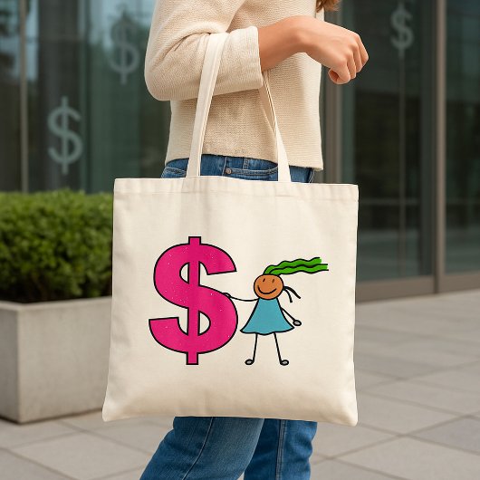 Tote Bag Fille avec un signe dollar