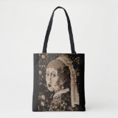 Tote Bag Fille avec une boucle d'oreille de perle, mosaïque (Devant)