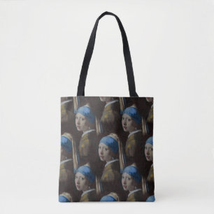 Tote Bag Fille avec une perle à oreille croisée Motif point