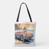 Tote Bag Fille avec voiture de sport (Dos)