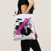 Tote Bag Fille batteur avec un texte amusant violet et noir (De près)
