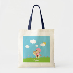 Tote Bag Fille brune personnalisée de cavalier de cheval d