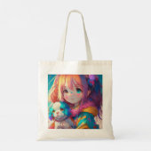 Tote Bag Fille d'anime avec chiot (Dos)
