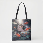Tote Bag Fille d'anime de fantasy et carpes (Devant)