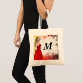 Tote Bag Fille dans la robe rouge (Devant (produit))