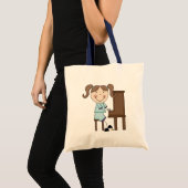 Tote Bag Fille de bâton jouant le piano (Devant (produit))