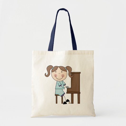 Tote Bag Fille de bâton jouant le piano (Devant)