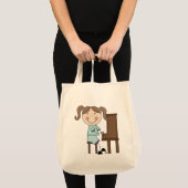 Tote Bag Fille de bâton jouant le piano (Devant (produit))