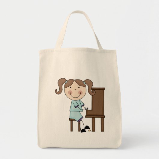 Tote Bag Fille de bâton jouant le piano (Devant)