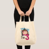Tote Bag Fille de brune j'ai trois ans (Devant (produit))