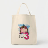 Tote Bag Fille de brune j'ai trois ans (Devant)