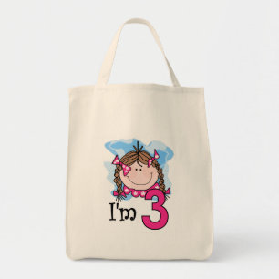 Tote Bag Fille de brune j'ai trois ans
